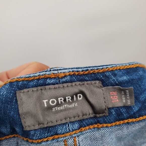 Torrid Mid Rise Faded Wash Jeans Denim Pants Women Size Plus 16R Stretch - Picture 5 of 12
